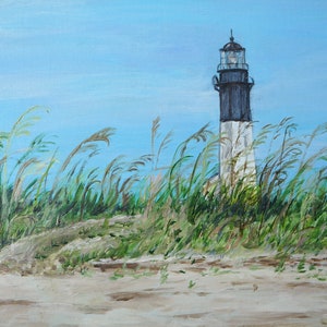 Tybee Island Print, Tybee Island Lighthouse Print, Tybee Island Beach Wall Art, Savannah Georgia Print, Beach With Sea Oats Print, Coastal