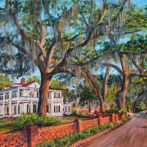 Savannah Georgia Art Print, Savannah Wall Art, Live Oak Print, Southern Landscape Print, Savannah Georgia Print, Tree-Lined Street Print