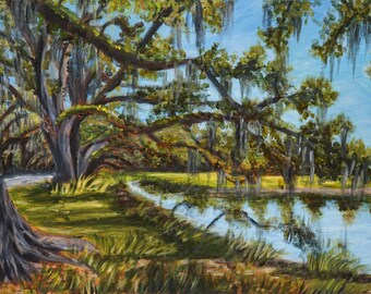 Savannah Georgia Print: Wormsloe Plantation Live Oaks, Coastal Decor