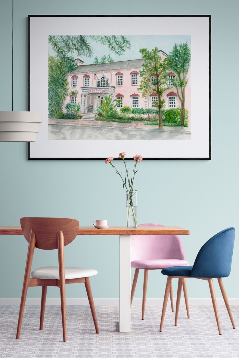 Savannah Art Print, the Olde Pink House Print, Savannah Wall Art, Savannah