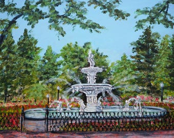 Forsyth Park Fountain Art Print: Savannah Georgia Wall Decor