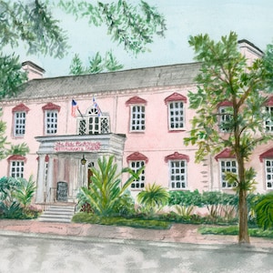 Savannah Georgia Art Print, The Olde Pink House Print, Savannah Wall Art, Savannah Georgia Painting, Savannah Georgia Watercolor Print