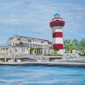 Impressão Hilton Head South Carolina, Impressão Hilton Head Quarterdeck, Impressão Hilton Head Lighthouse, Arte de parede Low Country, Decoração costeira