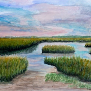 Impresión de pantano, impresión de paisaje de pantano, impresión de arte de pantano, pintura de pantano, impresión de Low Country, impresión de pantano costero, impresión de arte de Low Country