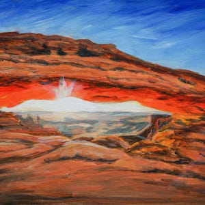 Mesa Arch Sunrise Art Print: Canyonlands National Park Acrylic Painting