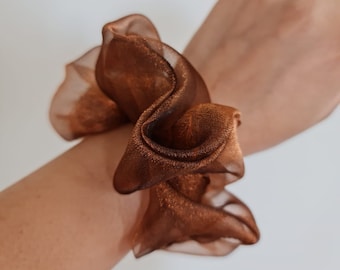 Scrunchies, Organza Scrunchies, Brown Organza Scrunchies