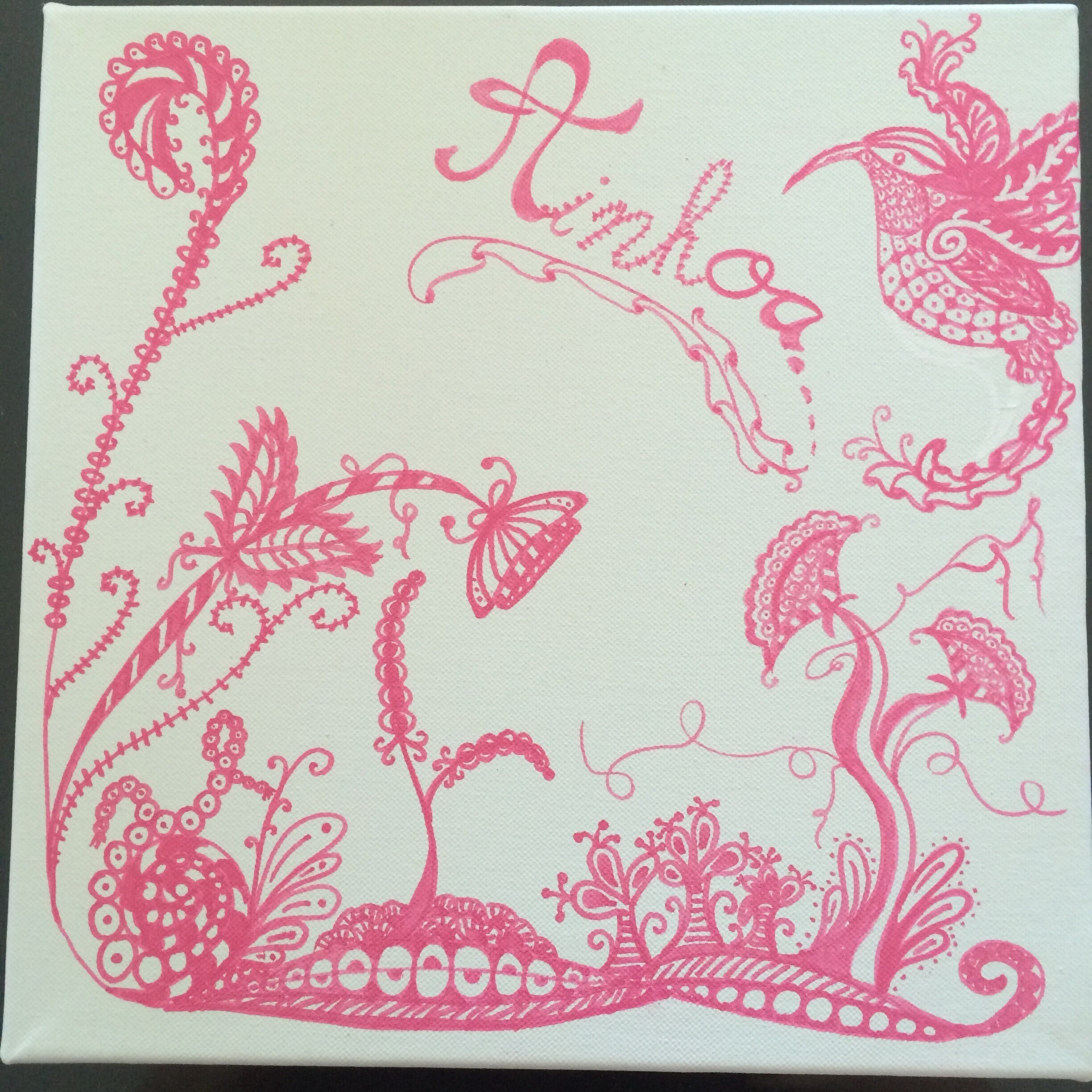 Tableau Peinture à L'huile sur Toile Prénom et Naissance