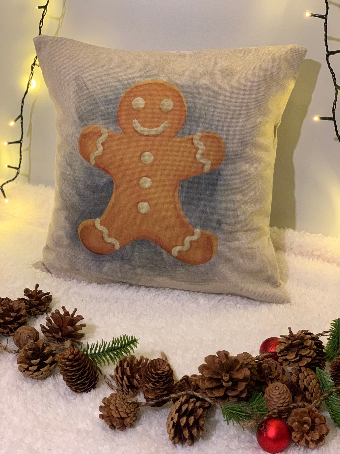 Cotton Christmas Cushions Gingerbread Man Christmas Elf Christmas Decor
