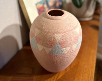 Haeger Vase; 1986 Pink Art Deco Tall Art Pottery Vase; 1980’s Art Deco Vase
