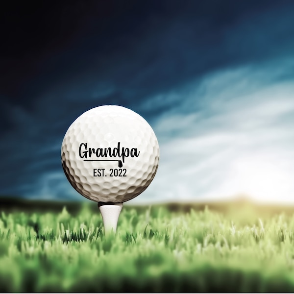 Custom Golf Balls | Grandpa Est | Dad Golf Ball | New Dad Gift | Golf Gift | Baby Announcement | Grandpa To Be | Gift For Golfer