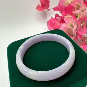 55.5 mm Lavender Jade Bange | Real Jade Bangle | Untreated, Grade A