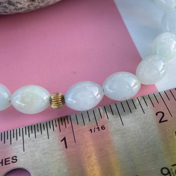 Vintage Pale Green Oval Jade with 14k Gold Beads … - image 2