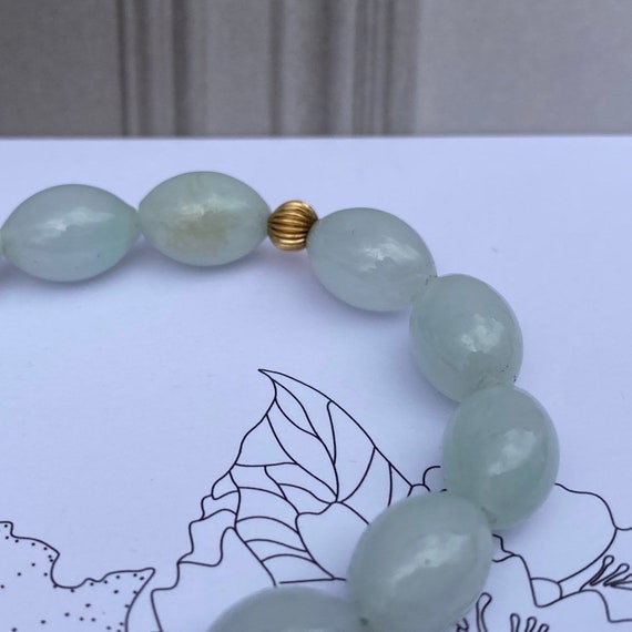 Vintage Pale Green Oval Jade with 14k Gold Beads … - image 9