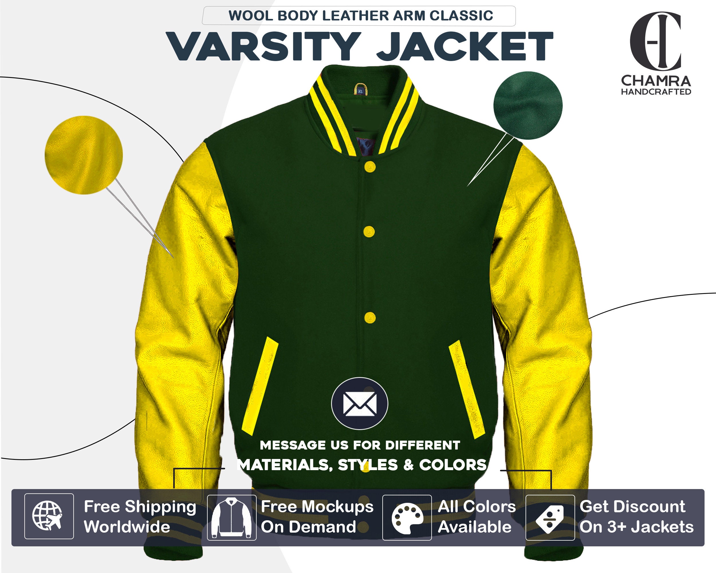 Green and yellow letterman jacket sale