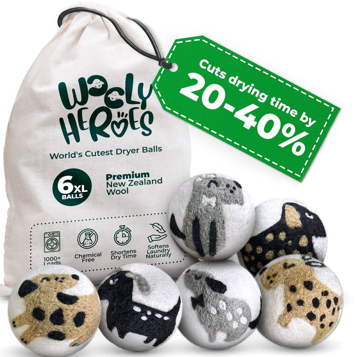Cute Wool Dryer Balls - Dogs!
