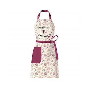 Vita Elegante -  Kitchen Apron ~ Water, Oil and Stain Repellent ~ Soft on Skin~ Average and Plus Size Gourmet Happiness Is Homemade Design