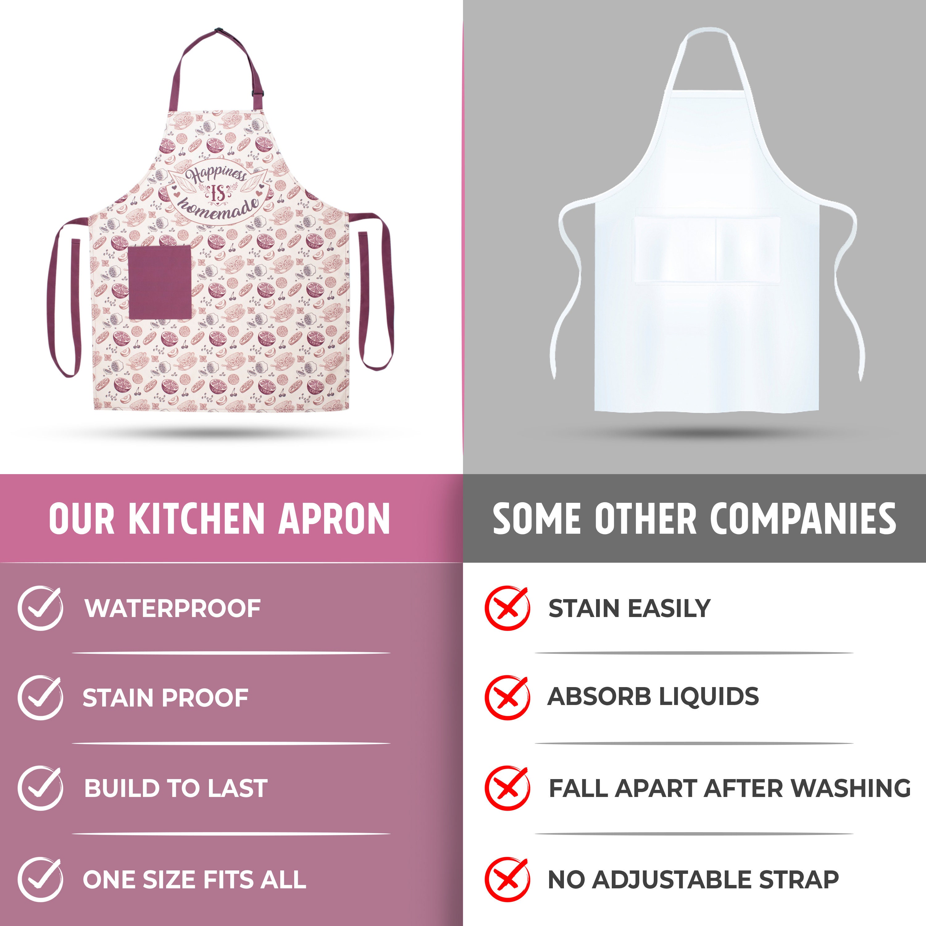 Vita Elegante Kitchen Apron Water, Oil and Stain Repellent Soft on Skin ...