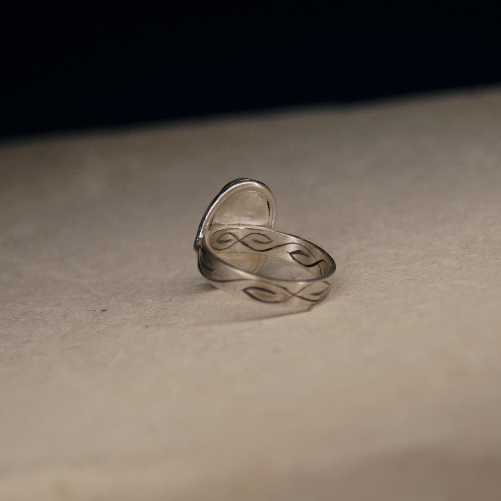 Elf Style Rings Exceptional Engraved Elf Style Satin Silver Ring With Genuine - Etsy