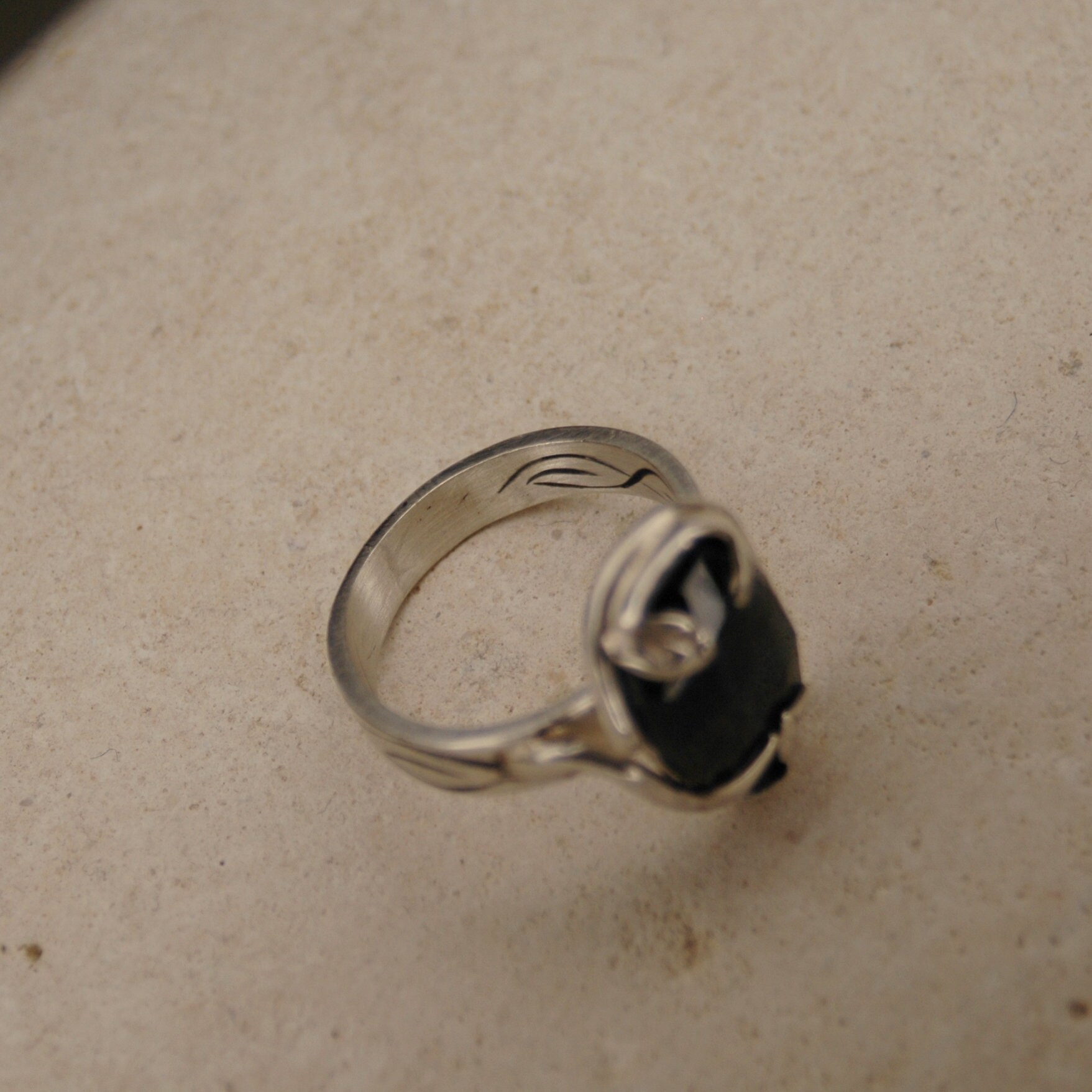 Elf Style Rings Exceptional Engraved Elf Style Satin Silver Ring With Genuine - Etsy