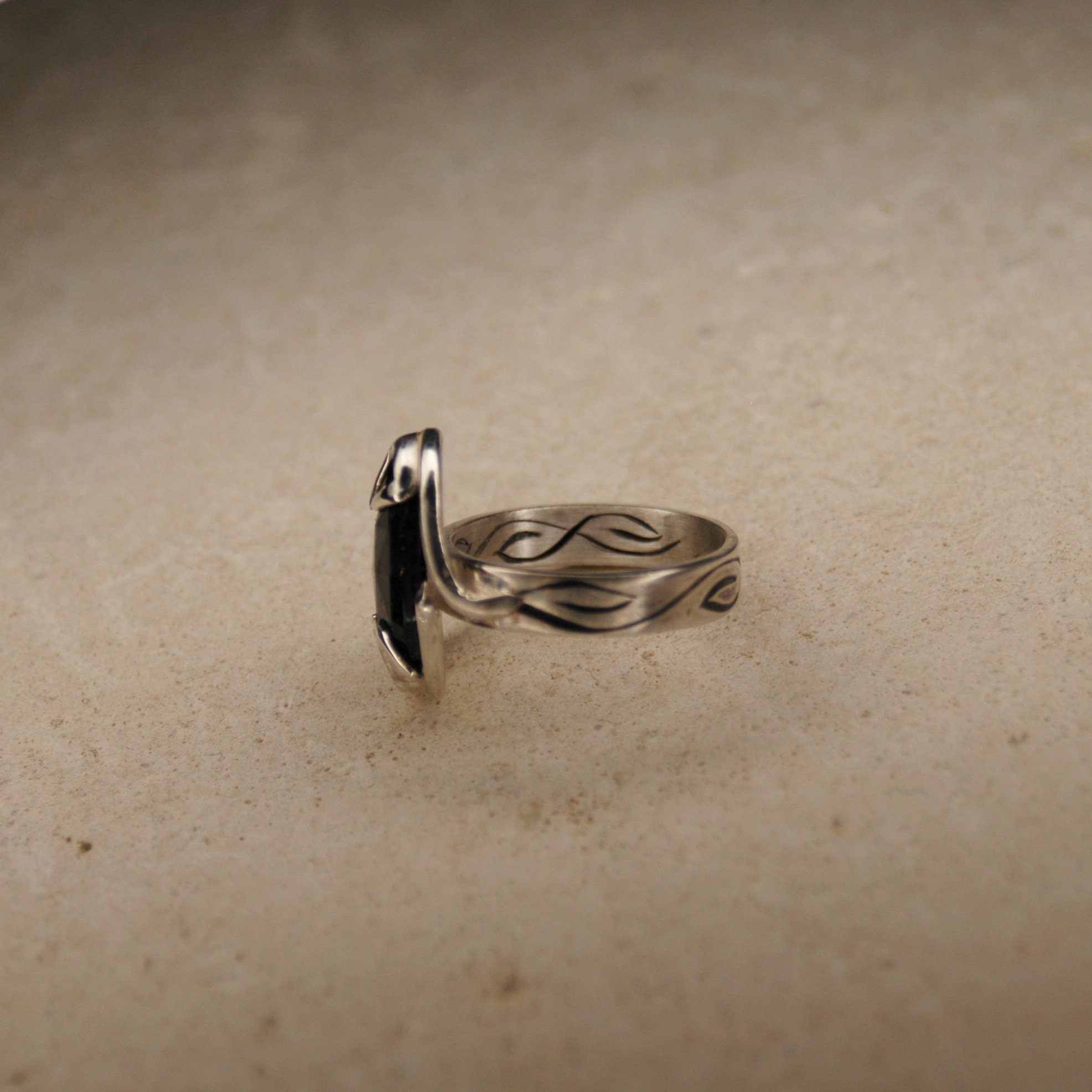 Elf Style Rings Exceptional Engraved Elf Style Satin Silver Ring With Genuine - Etsy