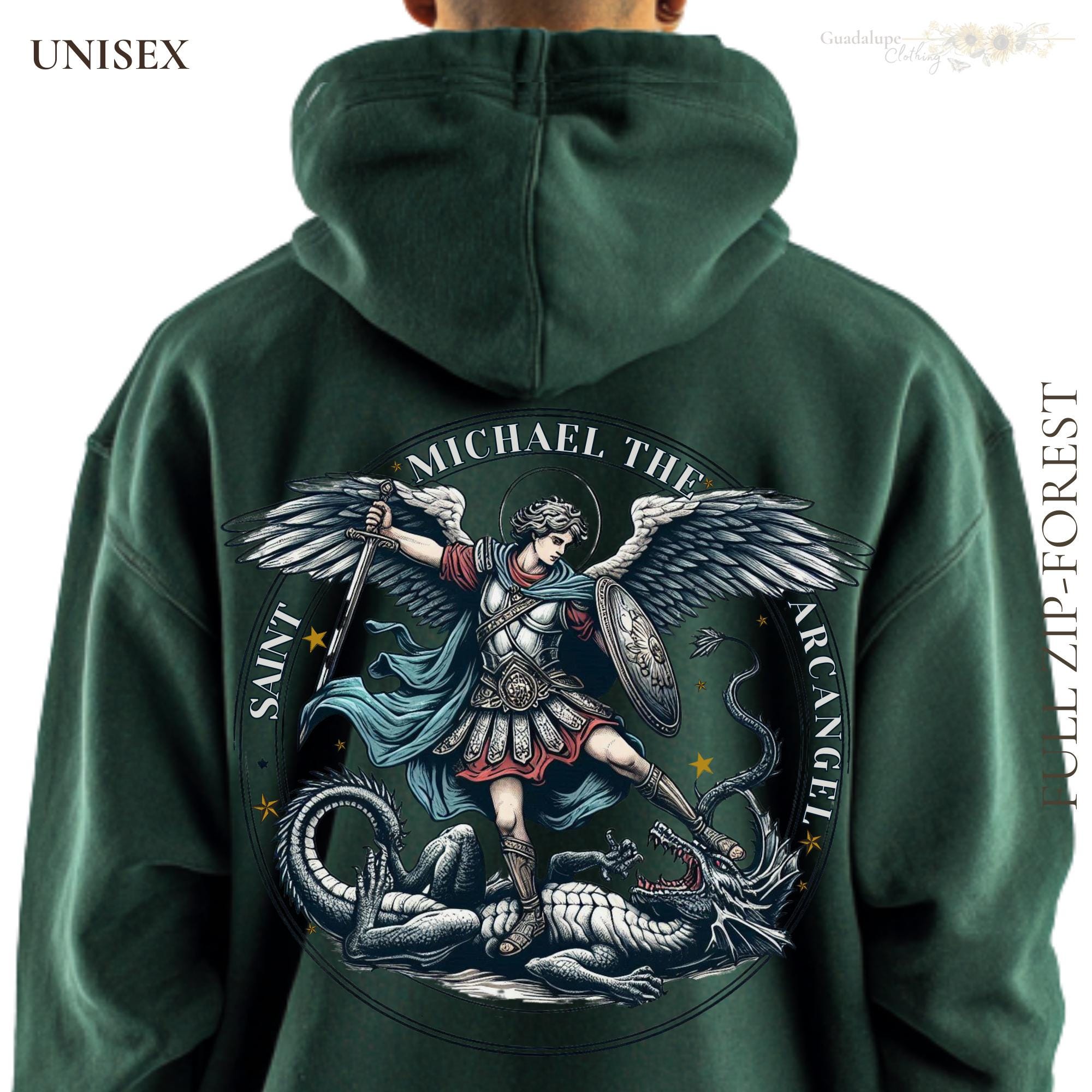 Saint Michael Archangel Full Zip Hoodie | Catholic Men Guardian