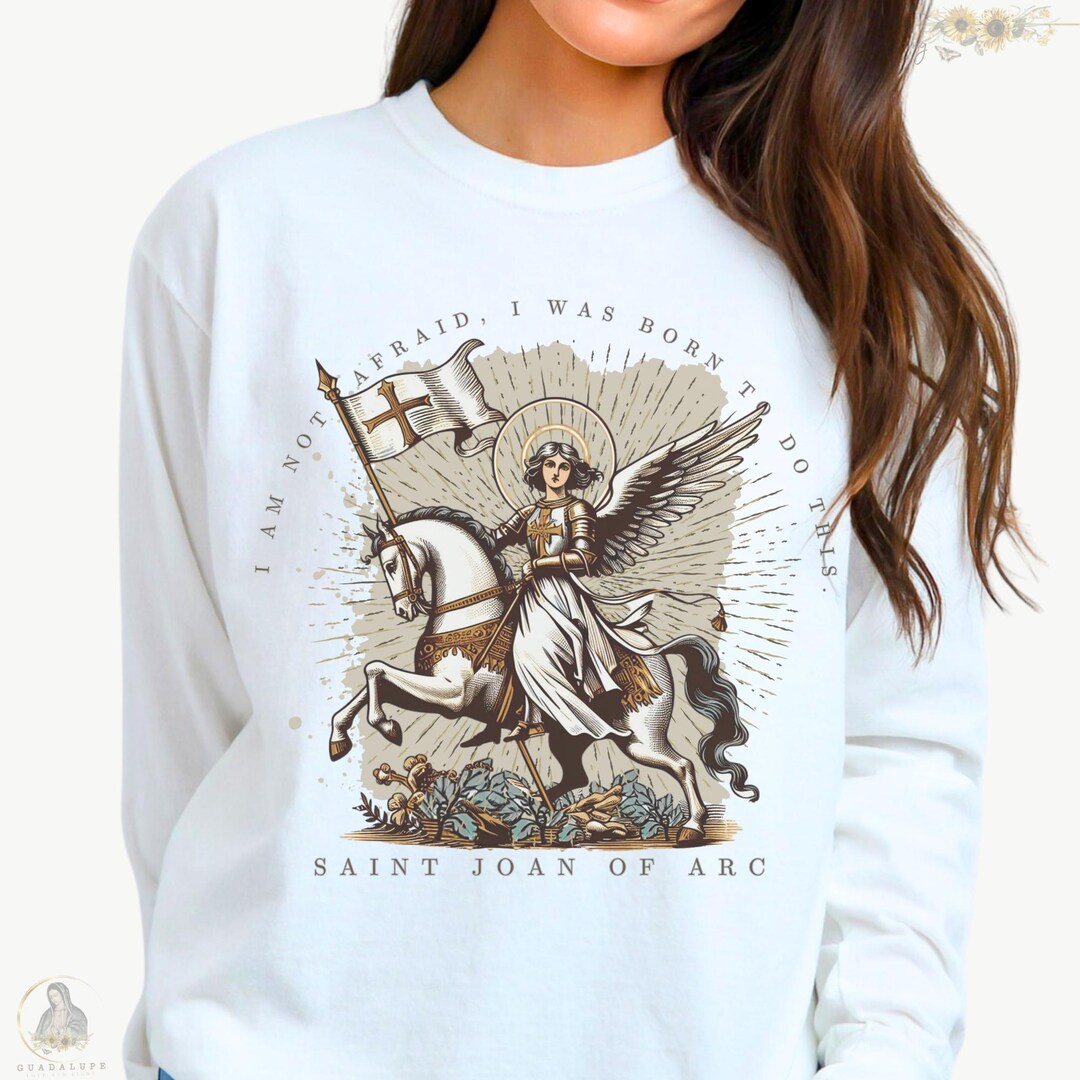 Faith Rag St Joan of Arc Long Sleeve Shirt, Catholic Gift for Women, Faith ...