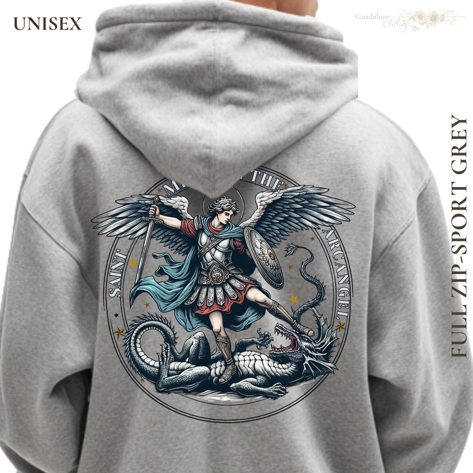 Saint Michael Archangel Full Zip Hoodie | Catholic Men Guardian