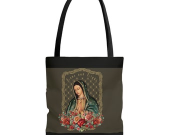 Our Lady Of Guadalupe Tote Bag, Virgin Mary Aesthetic Tote Bag, Virgin Guadalupe shoulder Bag, Boho Shopping Tote Bag, Catholics Gifts