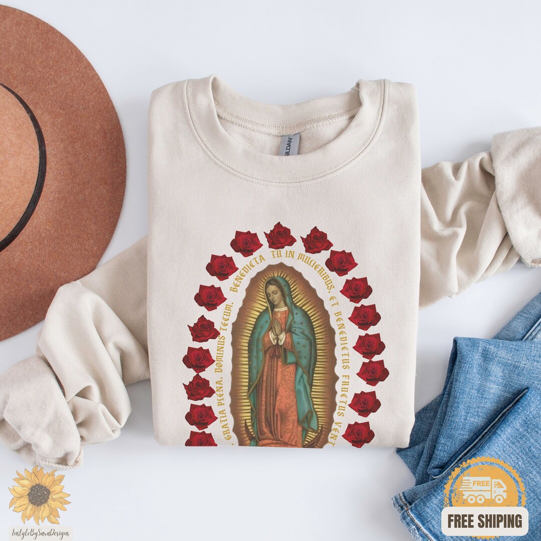 Vintage Guadalupe Sweatshirt Our Lady of Guadalupe Sweater - Etsy