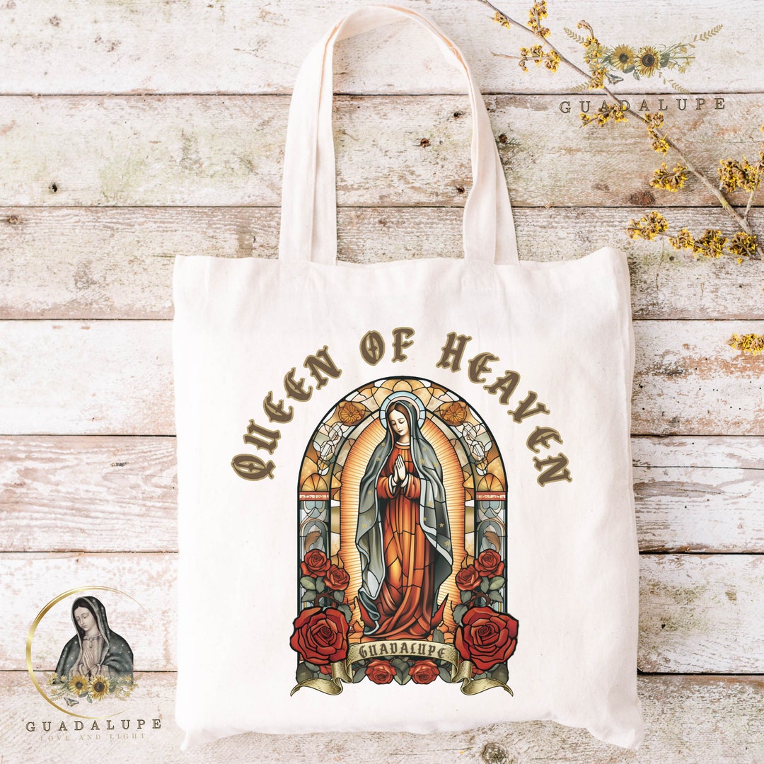 Our Lady of Guadalupe Canvas Tote Bag, Aesthetic Virgen De Guadalupe ...