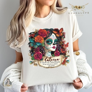 La Catrina Mexican Costume Halloween Shirt, Vintage Boho Style Dia de Los Muertos T-shirt, Mexican Folk Art Day of the Dead Shirt