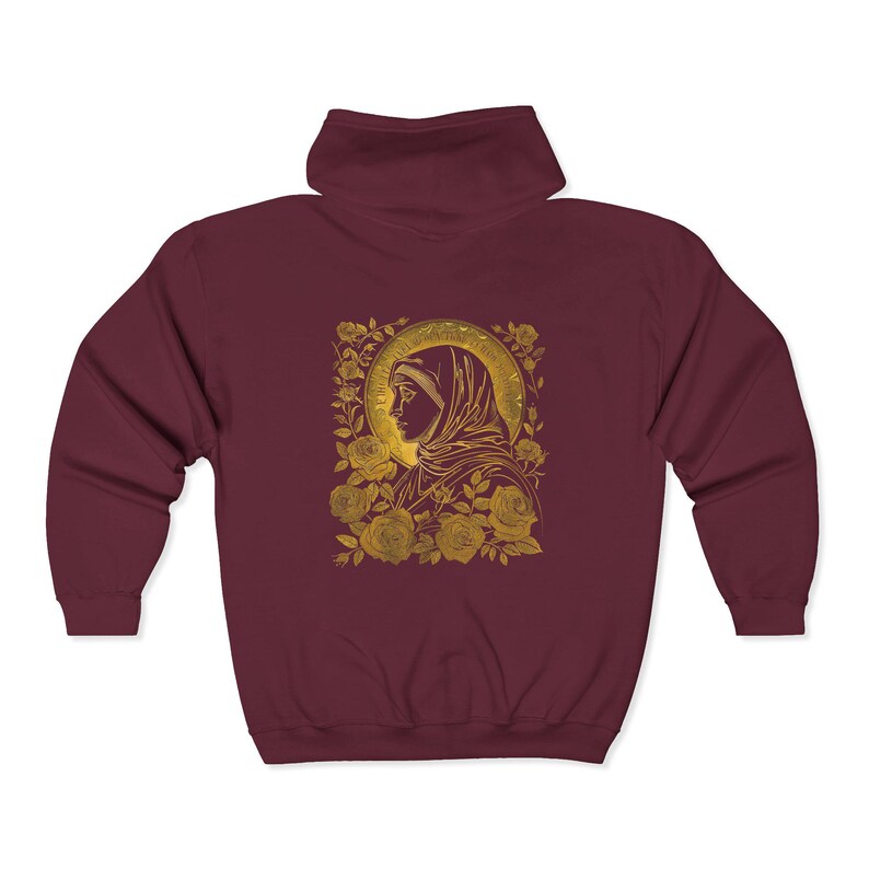 Virgin Mary Zip Up Hoodie, Catholic Faith Apparel image 11