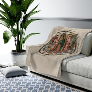 Our Lady of Guadalupe Cozy Throw Blanket, Virgin Guadalupe Cuddly blanket Gifts, Virgin Mary Sofa blanket, Catholics Gifts, Boho Gifts