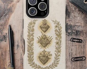 Holy Family Three Hearts iPhone Case, Catholic MagSafe Tough Case