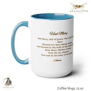 Tasses à café bicolores Notre-Dame du Rosaire de style vintage catholique, 15 oz, cadeaux sentimentaux, cadeaux de dévotion, cadeaux religieux pour elle