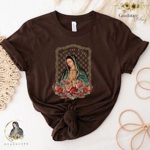 Vintage Style Our Lady of Guadalupe T Shirt, Virgen de Guadalupe, Bohemian Retro Shirt, Catholic Clip Art Gifts, Bestfriend  Christmas Gifts