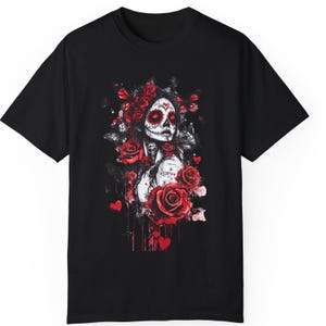Vintage Boho Style Dia de Los Muertos T-shirt, Mexican Folk Art Day of the Dead Shirt, Unisex Tee