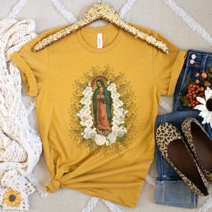 Guadalupe Tshirt, Virgen Maria Shirt, La Morenita T shirt, Bohemian Clothing, Catholic Clip Art Gift, Religious Tee, Regalo Para Mama