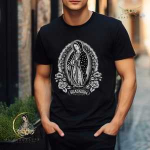 Gifts for Him Tattoo Style Guadalupe T-shirt, Our Lady of Guadalupe 2023 Anniversary Gift T Shirt, Virgen de Guadalupe, Bohemian Retro Shirt