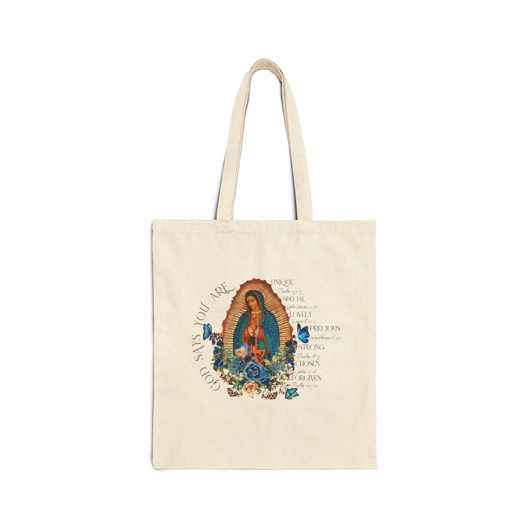 Our Lady of Guadalupe Canvas Tote Bag, Aesthetic Virgen De Guadalupe ...