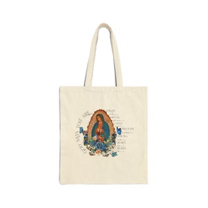 Unsere Dame von Guadalupe Canvas Einkaufstasche, ästhetische Virgen de Guadalupe Einkaufstasche, Jungfrau Maria Einkaufstasche, Guadalupe Schultertasche
