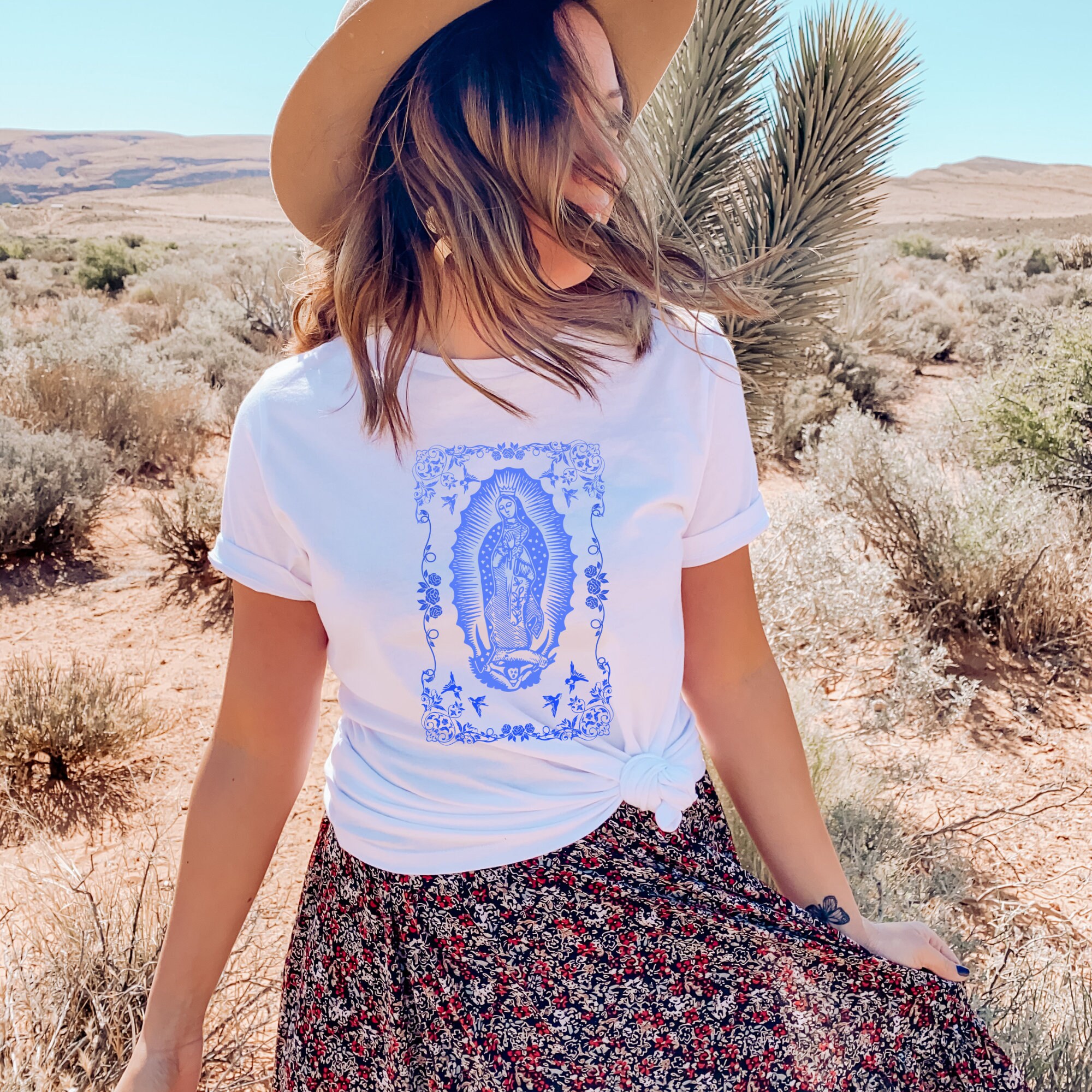 Camisa da virgem de guadalupe do espírito ocidental, camisa da virgem maria, camisa boho da virgencita guadalupana, presentes de feriados católicos