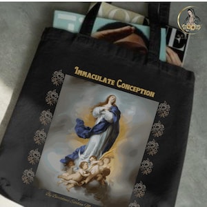 Alte Vintage-Stil Unbefleckte Empfängnis Baumwolltasche, Jungfrau Maria Geschenke, Muttergottes Mutter Gottes Kirche tragen Baumwollsegeltuch-Einkaufstasche