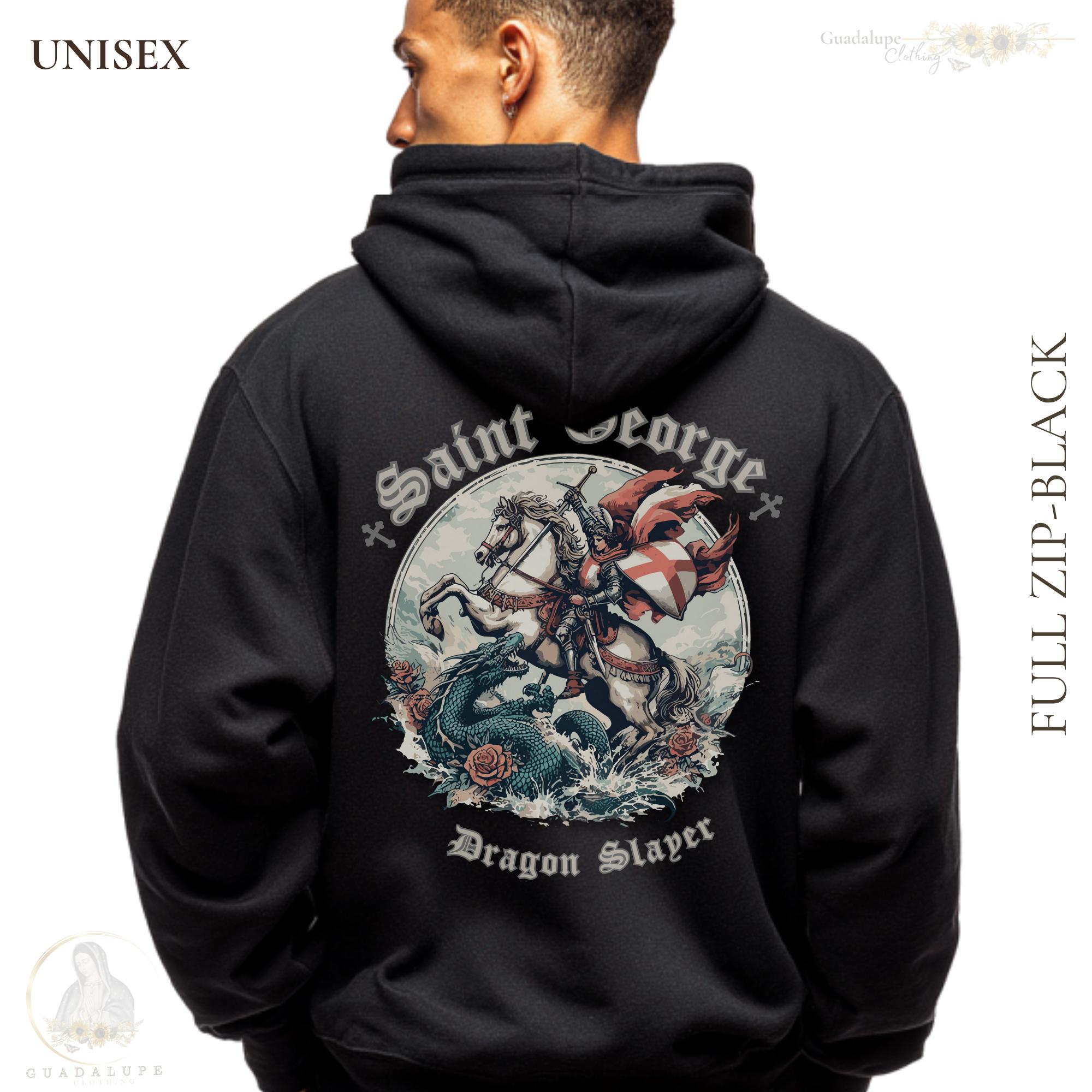 St George Slaying Dragon Full-zip Hoodie, Catholic Streetwear - Etsy