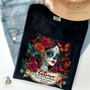 La Catrina Mexican Costume Halloween Shirt, Vintage Boho Style Dia de Los Muertos T-shirt, Mexican Folk Art Day of the Dead Shirt