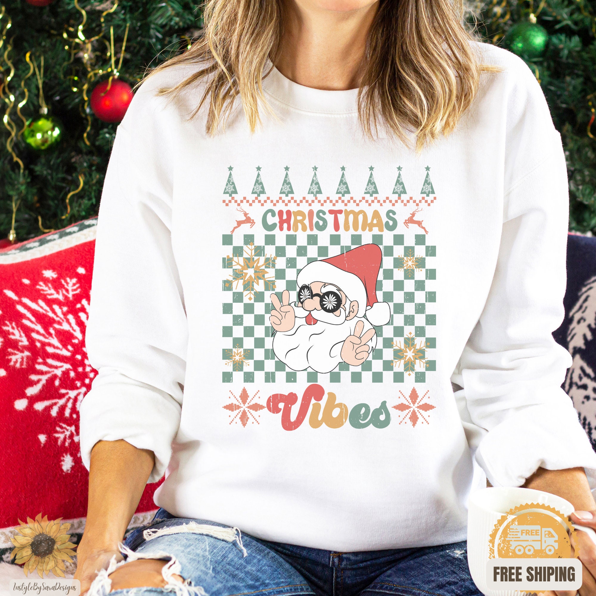 Su ter de Navidad Retro Ugly Sudadera de Cuello Redondo de