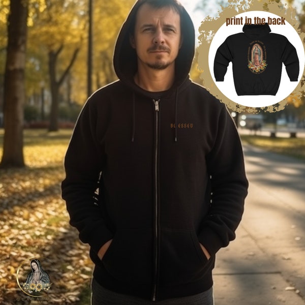 Guadalupe Sweatshirt Hoodie mit Reißverschluss, Jungfrau Maria Hoodie, sentimentale Auftritte, katholische Geschenke, religiöse Feiertagsgeschenke, Geschenke für ihn