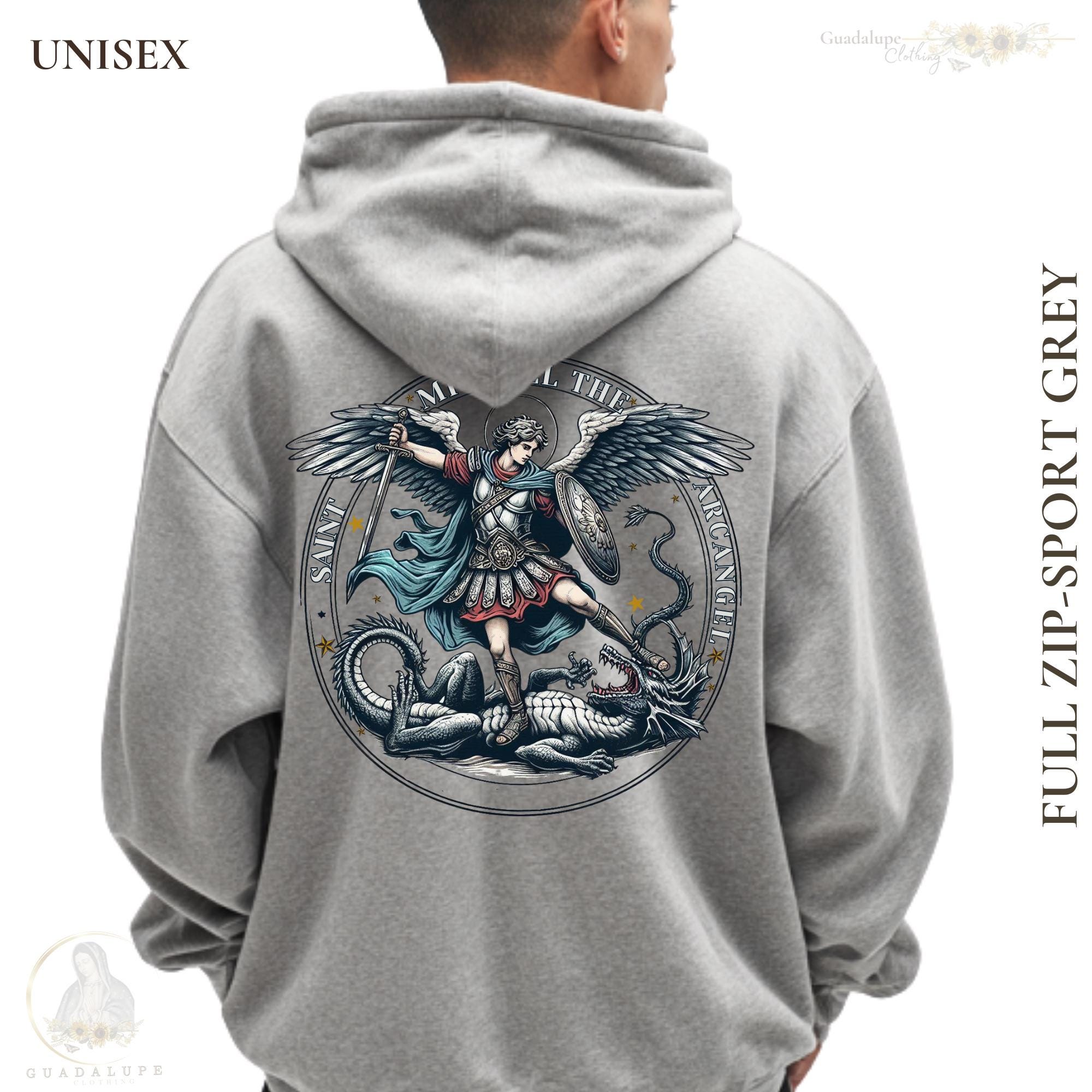 Saint Michael Archangel Full Zip Hoodie | Catholic Men Guardian