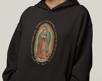 Men Guadalupe Hoodie, Virgen de Guadalupe Sweatshirt Hoodie, Virgin Mary Pullover, Catholic Clothing, Catholic Gifts, Religious Holiday Gift