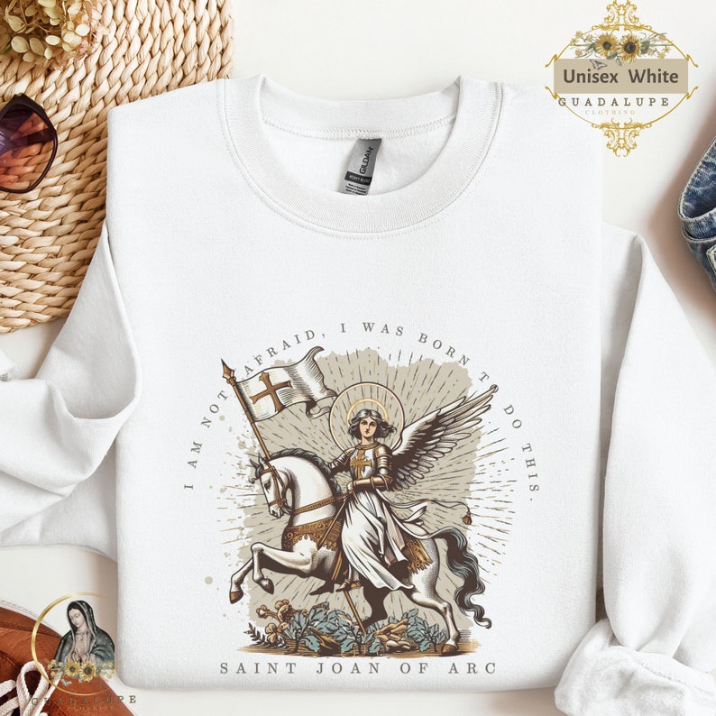Catholic Saint Joan Of Arc Gifts, Sentimental Gifts, Vintage Boho Religious Gifts, Devotional Gifts, Unique gifts, Church Clothing White